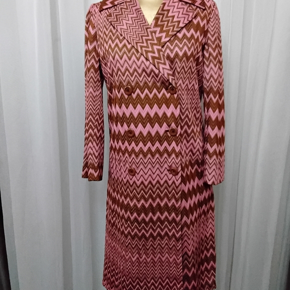 Vintage Missoni 1970s Zigzag Double-Breasted Coat - Made in Italy - IT 40 - Picture 4 of 16